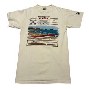 Vintage 90s Harborside Graphics The Kayak T Shirt Mens Small USA Single Stitch